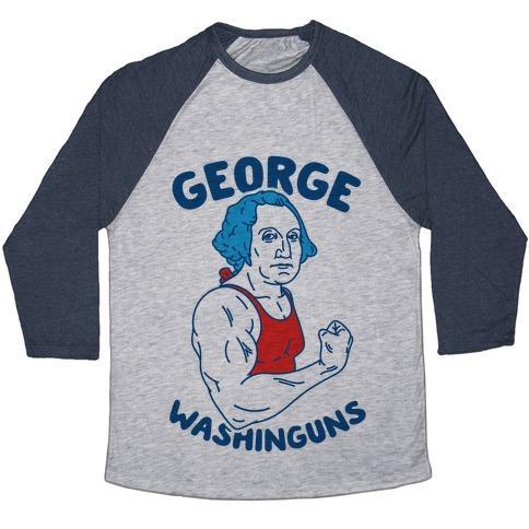 Virgin Teez  Baseball Tee Unisex Tri-Blend Baseball Tee / small / Athletic Gray / Navy GEORGE WASHINGUNS UNISEX TRI-BLEND BASEBALL TEE