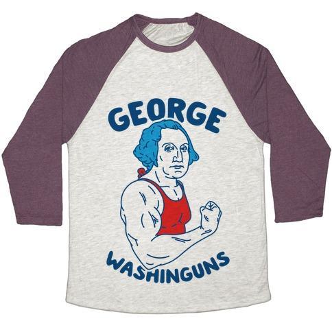 Virgin Teez  Baseball Tee Unisex Tri-Blend Baseball Tee / small / Oatmeal / Maroon GEORGE WASHINGUNS UNISEX TRI-BLEND BASEBALL TEE
