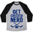 Virgin Teez  Baseball Tee Unisex Tri-Blend Baseball Tee / small / Athletic Gray / Black GET CHECKED NERD UNISEX TRI-BLEND BASEBALL TEE