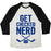 Virgin Teez  Baseball Tee Unisex Tri-Blend Baseball Tee / small / Oatmeal / Black GET CHECKED NERD UNISEX TRI-BLEND BASEBALL TEE