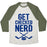 Virgin Teez  Baseball Tee Unisex Tri-Blend Baseball Tee / small / Oatmeal / Moss GET CHECKED NERD UNISEX TRI-BLEND BASEBALL TEE