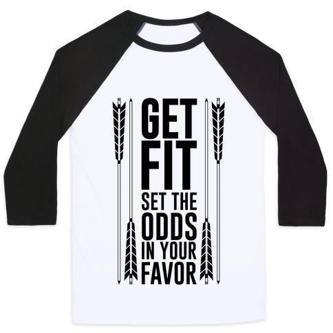 Virgin Teez  Baseball Tee Unisex Classic Baseball Tee / x-small / White/Black GET FIT SET THE ODDS IN YOUR FAVOR UNISEX CLASSIC BASEBALL TEE