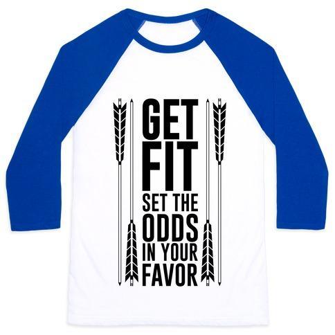 Virgin Teez  Baseball Tee Unisex Classic Baseball Tee / x-small / White/Blue GET FIT SET THE ODDS IN YOUR FAVOR UNISEX CLASSIC BASEBALL TEE