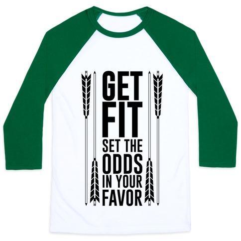 Virgin Teez  Baseball Tee Unisex Classic Baseball Tee / x-small / White/Dark Green GET FIT SET THE ODDS IN YOUR FAVOR UNISEX CLASSIC BASEBALL TEE
