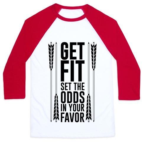 Virgin Teez  Baseball Tee Unisex Classic Baseball Tee / x-small / White/Red GET FIT SET THE ODDS IN YOUR FAVOR UNISEX CLASSIC BASEBALL TEE