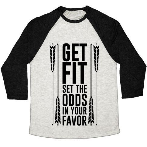 Virgin Teez  Baseball Tee Unisex Tri-Blend Baseball Tee / small / Oatmeal / Black GET FIT SET THE ODDS IN YOUR FAVOR UNISEX TRI-BLEND BASEBALL TEE