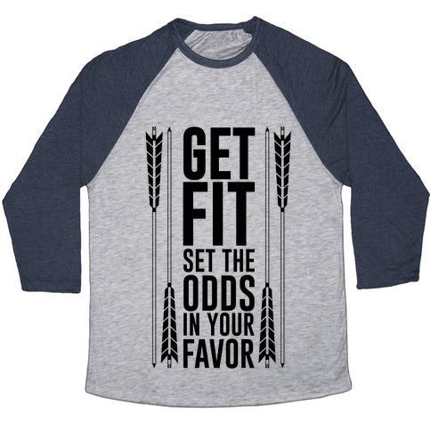 Virgin Teez  Baseball Tee Unisex Tri-Blend Baseball Tee / small / Athletic Gray / Navy GET FIT SET THE ODDS IN YOUR FAVOR UNISEX TRI-BLEND BASEBALL TEE