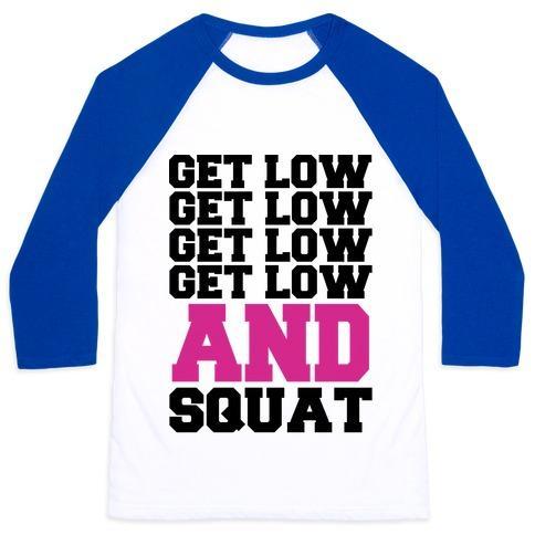 Virgin Teez  Baseball Tee Unisex Classic Baseball Tee / x-small / White/Blue GET LOW GET LOW SQUAT UNISEX CLASSIC BASEBALL TEE