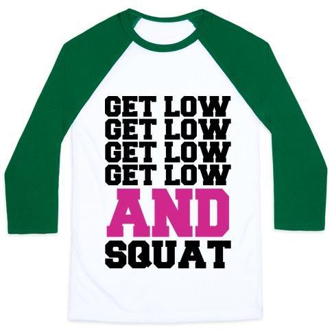 Virgin Teez  Baseball Tee Unisex Classic Baseball Tee / x-small / White/Dark Green GET LOW GET LOW SQUAT UNISEX CLASSIC BASEBALL TEE