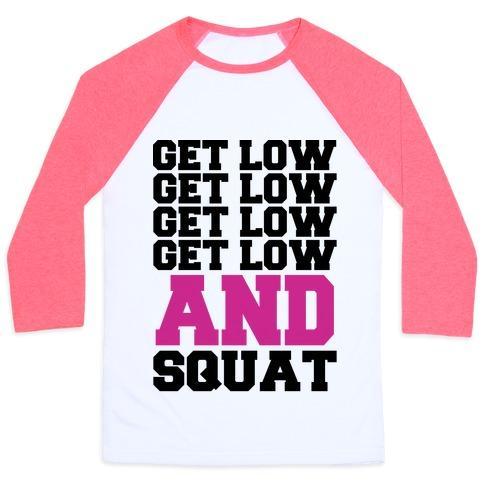 Virgin Teez  Baseball Tee Unisex Classic Baseball Tee / x-small / White/Neon Pink GET LOW GET LOW SQUAT UNISEX CLASSIC BASEBALL TEE