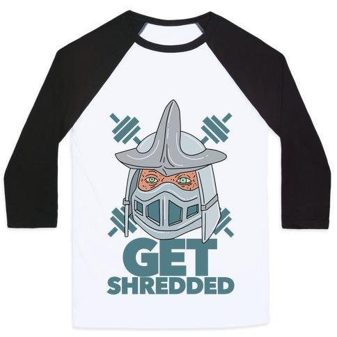 Virgin Teez  Baseball Tee Unisex Classic Baseball Tee / x-small / White/Black GET SHREDDED UNISEX CLASSIC BASEBALL TEE