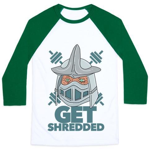 Virgin Teez  Baseball Tee Unisex Classic Baseball Tee / x-small / White/Dark Green GET SHREDDED UNISEX CLASSIC BASEBALL TEE
