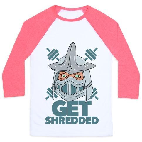 Virgin Teez  Baseball Tee Unisex Classic Baseball Tee / x-small / White/Neon Pink GET SHREDDED UNISEX CLASSIC BASEBALL TEE