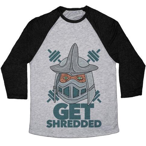 Virgin Teez  Baseball Tee Unisex Tri-Blend Baseball Tee / small / Athletic Gray / Black GET SHREDDED UNISEX TRI-BLEND BASEBALL TEE