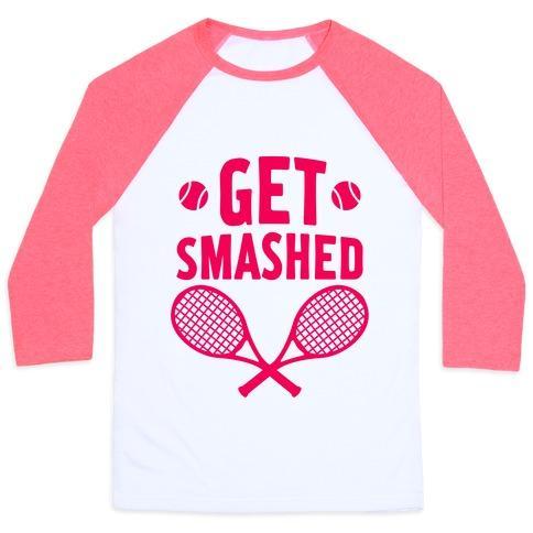 Virgin Teez  Baseball Tee Unisex Classic Baseball Tee / x-small / White/Neon Pink GET SMASHED UNISEX CLASSIC BASEBALL TEE
