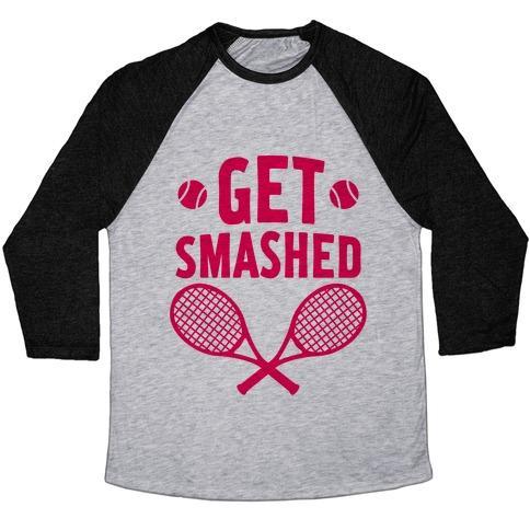 Virgin Teez  Baseball Tee Unisex Tri-Blend Baseball Tee / small / Athletic Gray / Black GET SMASHED UNISEX TRI-BLEND BASEBALL TEE