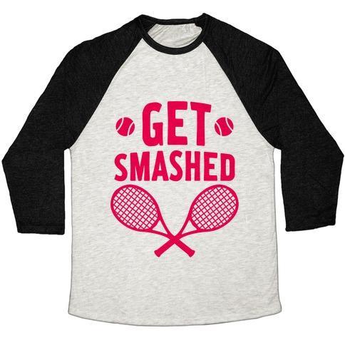 Virgin Teez  Baseball Tee Unisex Tri-Blend Baseball Tee / small / Oatmeal / Black GET SMASHED UNISEX TRI-BLEND BASEBALL TEE