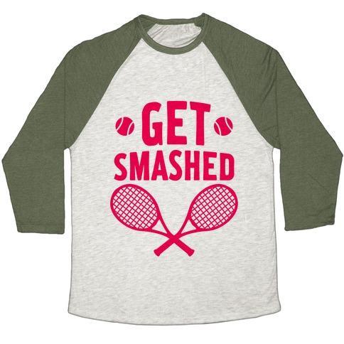 Virgin Teez  Baseball Tee Unisex Tri-Blend Baseball Tee / small / Oatmeal / Moss GET SMASHED UNISEX TRI-BLEND BASEBALL TEE