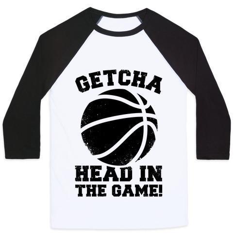 Virgin Teez  Baseball Tee Unisex Classic Baseball Tee / x-small / White/Black GETCHA HEAD IN THE GAME! UNISEX CLASSIC BASEBALL TEE