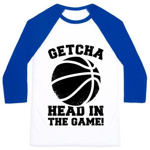 Virgin Teez  Baseball Tee Unisex Classic Baseball Tee / x-small / White/Blue GETCHA HEAD IN THE GAME! UNISEX CLASSIC BASEBALL TEE