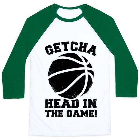 Virgin Teez  Baseball Tee Unisex Classic Baseball Tee / x-small / White/Dark Green GETCHA HEAD IN THE GAME! UNISEX CLASSIC BASEBALL TEE