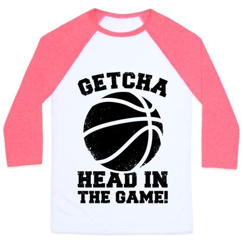 Virgin Teez  Baseball Tee Unisex Classic Baseball Tee / x-small / White/Neon Pink GETCHA HEAD IN THE GAME! UNISEX CLASSIC BASEBALL TEE