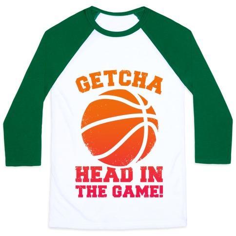 Virgin Teez  Baseball Tee Unisex Classic Baseball Tee / x-small / White/Dark Green GETCHA HEAD IN THE GAME! UNISEX CLASSIC BASEBALL TEE