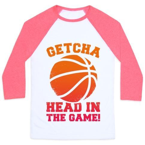Virgin Teez  Baseball Tee Unisex Classic Baseball Tee / x-small / White/Neon Pink GETCHA HEAD IN THE GAME! UNISEX CLASSIC BASEBALL TEE