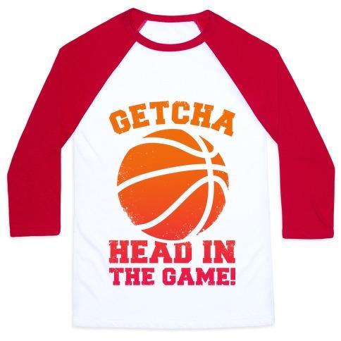 Virgin Teez  Baseball Tee Unisex Classic Baseball Tee / x-small / White/Red GETCHA HEAD IN THE GAME! UNISEX CLASSIC BASEBALL TEE