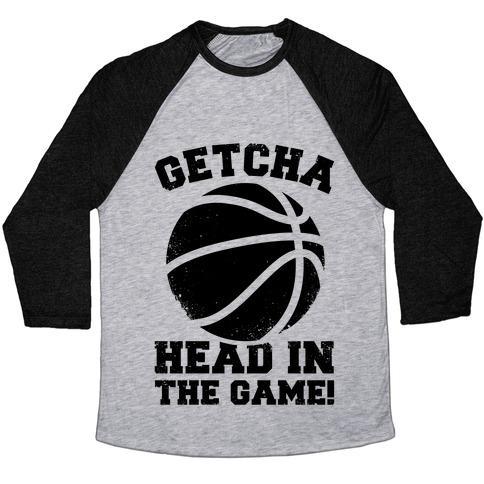 Virgin Teez  Baseball Tee Unisex Tri-Blend Baseball Tee / small / Athletic Gray / Black GETCHA HEAD IN THE GAME! UNISEX TRI-BLEND BASEBALL TEE