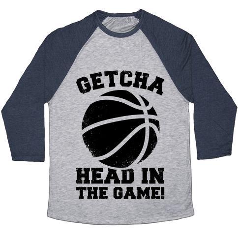 Virgin Teez  Baseball Tee Unisex Tri-Blend Baseball Tee / small / Athletic Gray / Navy GETCHA HEAD IN THE GAME! UNISEX TRI-BLEND BASEBALL TEE