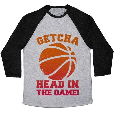 Virgin Teez  Baseball Tee Unisex Tri-Blend Baseball Tee / small / Athletic Gray / Black GETCHA HEAD IN THE GAME! UNISEX TRI-BLEND BASEBALL TEE