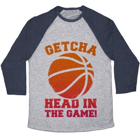Virgin Teez  Baseball Tee Unisex Tri-Blend Baseball Tee / small / Athletic Gray / Navy GETCHA HEAD IN THE GAME! UNISEX TRI-BLEND BASEBALL TEE