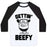 Virgin Teez  Baseball Tee Unisex Classic Baseball Tee / x-small / White/Black GETTIN' BEEFY UNISEX CLASSIC BASEBALL TEE