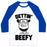 Virgin Teez  Baseball Tee Unisex Classic Baseball Tee / x-small / White/Blue GETTIN' BEEFY UNISEX CLASSIC BASEBALL TEE