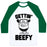 Virgin Teez  Baseball Tee Unisex Classic Baseball Tee / x-small / White/Dark Green GETTIN' BEEFY UNISEX CLASSIC BASEBALL TEE