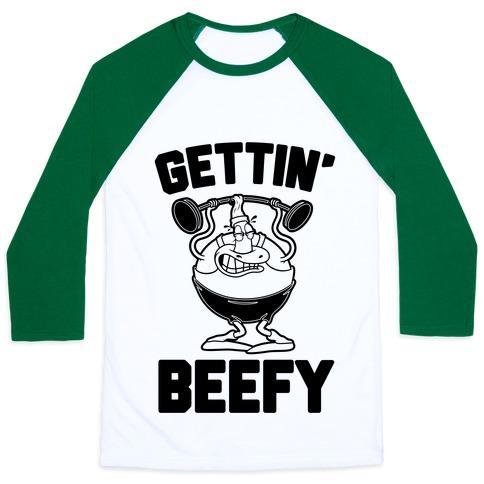 Virgin Teez  Baseball Tee Unisex Classic Baseball Tee / x-small / White/Dark Green GETTIN' BEEFY UNISEX CLASSIC BASEBALL TEE