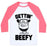 Virgin Teez  Baseball Tee Unisex Classic Baseball Tee / x-small / White/Neon Pink GETTIN' BEEFY UNISEX CLASSIC BASEBALL TEE