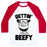 Virgin Teez  Baseball Tee Unisex Classic Baseball Tee / x-small / White/Red GETTIN' BEEFY UNISEX CLASSIC BASEBALL TEE