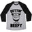 Virgin Teez  Baseball Tee Unisex Tri-Blend Baseball Tee / small / Athletic Gray / Black GETTIN' BEEFY UNISEX TRI-BLEND BASEBALL TEE