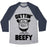 Virgin Teez  Baseball Tee Unisex Tri-Blend Baseball Tee / small / Athletic Gray / Navy GETTIN' BEEFY UNISEX TRI-BLEND BASEBALL TEE
