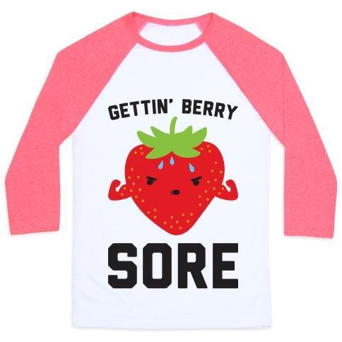Virgin Teez  Baseball Tee Unisex Classic Baseball Tee / x-small / White/Neon Pink GETTIN' BERRY SORE UNISEX CLASSIC BASEBALL TEE