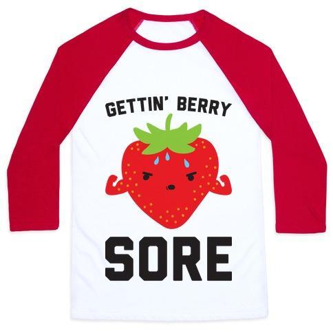 Virgin Teez  Baseball Tee Unisex Classic Baseball Tee / x-small / White/Red GETTIN' BERRY SORE UNISEX CLASSIC BASEBALL TEE