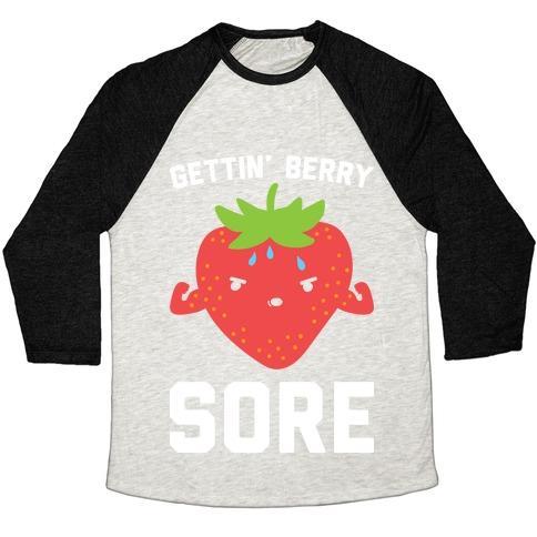 Virgin Teez  Baseball Tee Unisex Tri-Blend Baseball Tee / small / Oatmeal / Black GETTIN' BERRY SORE UNISEX TRI-BLEND BASEBALL TEE