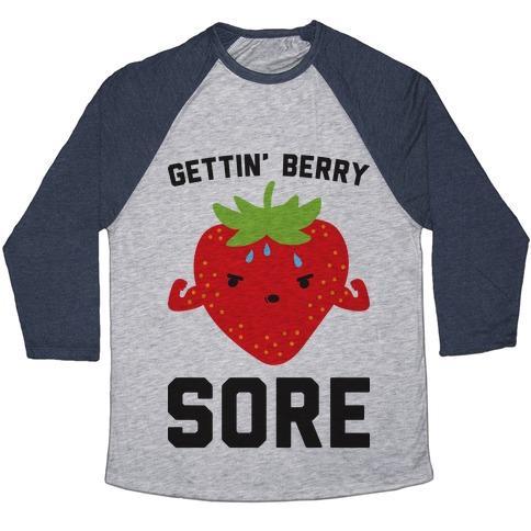 Virgin Teez  Baseball Tee Unisex Tri-Blend Baseball Tee / small / Athletic Gray / Navy GETTIN' BERRY SORE UNISEX TRI-BLEND BASEBALL TEE