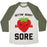 Virgin Teez  Baseball Tee Unisex Tri-Blend Baseball Tee / small / Oatmeal / Moss GETTIN' BERRY SORE UNISEX TRI-BLEND BASEBALL TEE