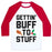 Virgin Teez  Baseball Tee Unisex Classic Baseball Tee / x-small / White/Red GETTIN' BUFF TO STUFF UNISEX CLASSIC BASEBALL TEE