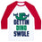 Virgin Teez  Baseball Tee Unisex Classic Baseball Tee / x-small / White/Red GETTIN' DINO SWOLE UNISEX CLASSIC BASEBALL TEE