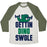 Virgin Teez  Baseball Tee Unisex Tri-Blend Baseball Tee / small / Oatmeal / Moss GETTIN' DINO SWOLE UNISEX TRI-BLEND BASEBALL TEE