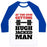 Virgin Teez  Baseball Tee Unisex Classic Baseball Tee / x-small / White/Blue GETTIN' HUGH JACKED MAN UNISEX CLASSIC BASEBALL TEE
